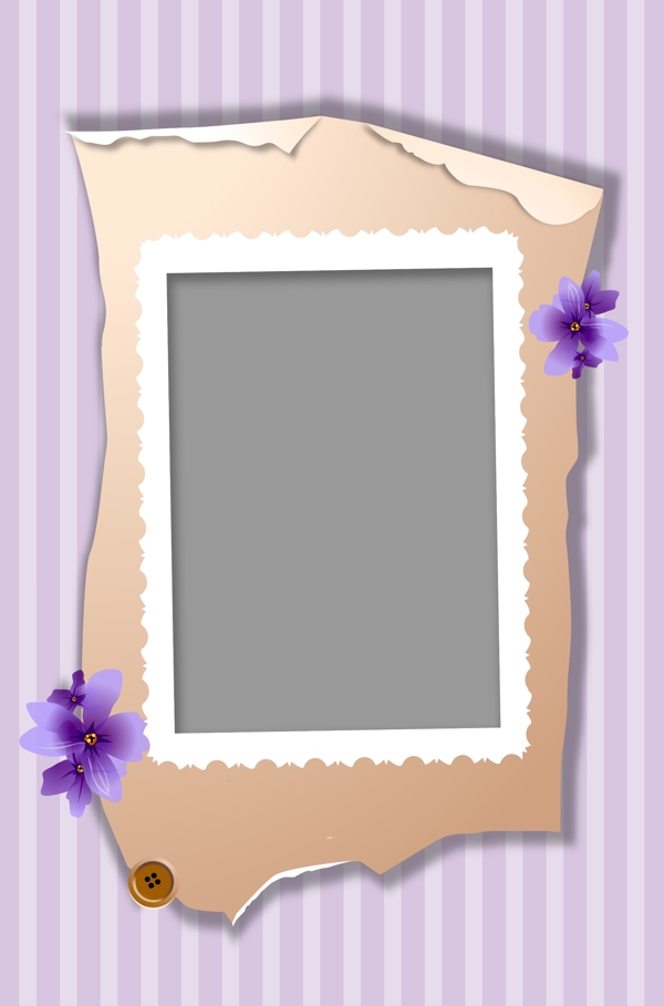紫色条纹扁平化照片相框广告背景
