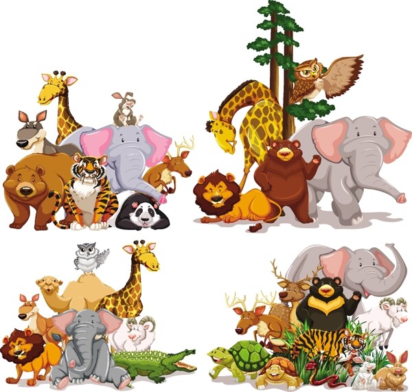 不同种类动物的插图