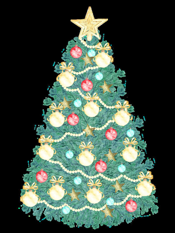 精美装饰圣诞树透明素材
