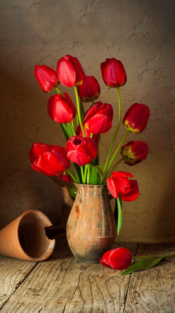 红玫瑰陶瓷花瓶插花图片