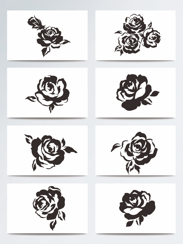 创意个性黑色玫瑰花花朵ai矢量图