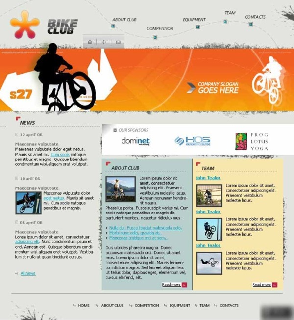 自行车运动俱乐部网页模板