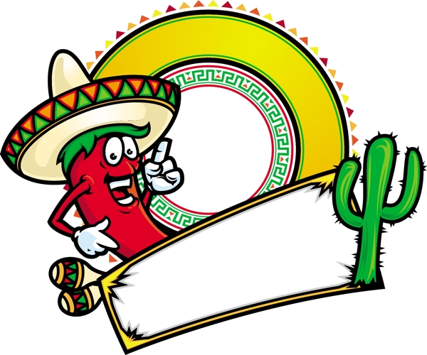 卡通风格的插图和墨西哥的主要载体材料