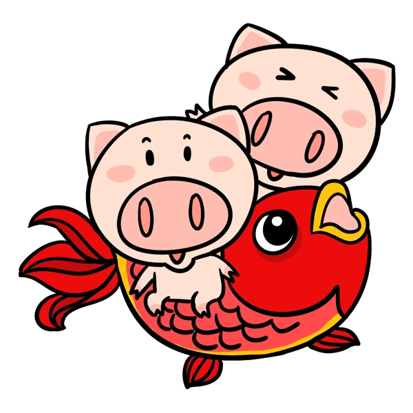 锦鲤可爱卡通猪猪插画