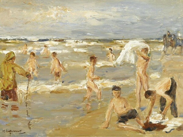 MaxLiebermannBoysBathing1909画家风景画静物油画建筑油画装饰画