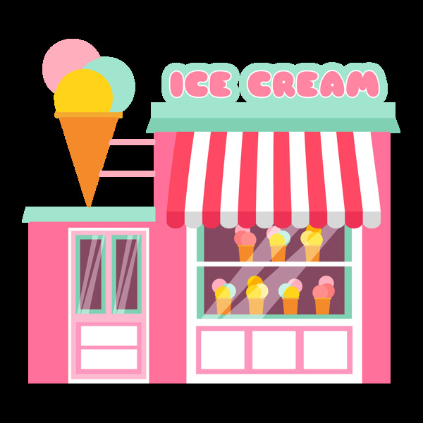 粉色冰淇淋店元素