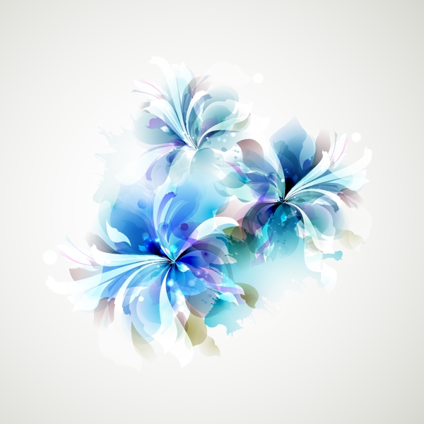 蓝色花卉背景矢量04