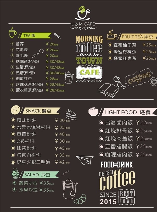 咖啡价格表图片