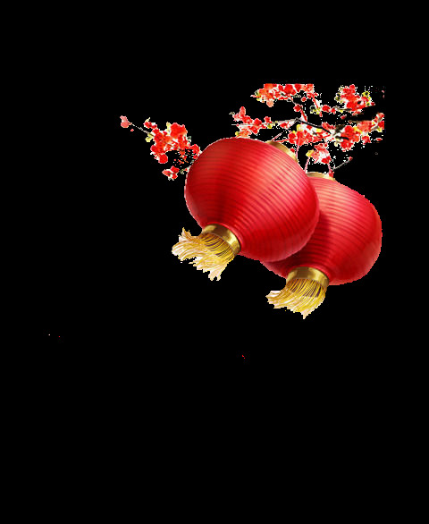 喜庆氛围红色梅花灯笼节日元素