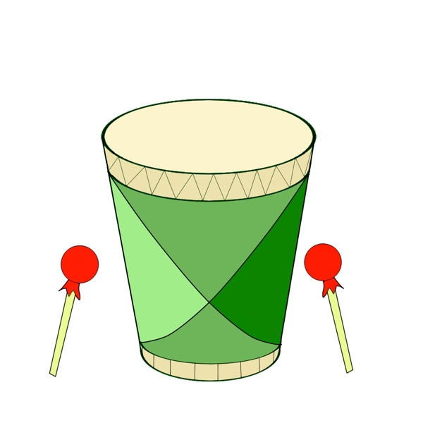 绿色的乐器鼓手绘插画