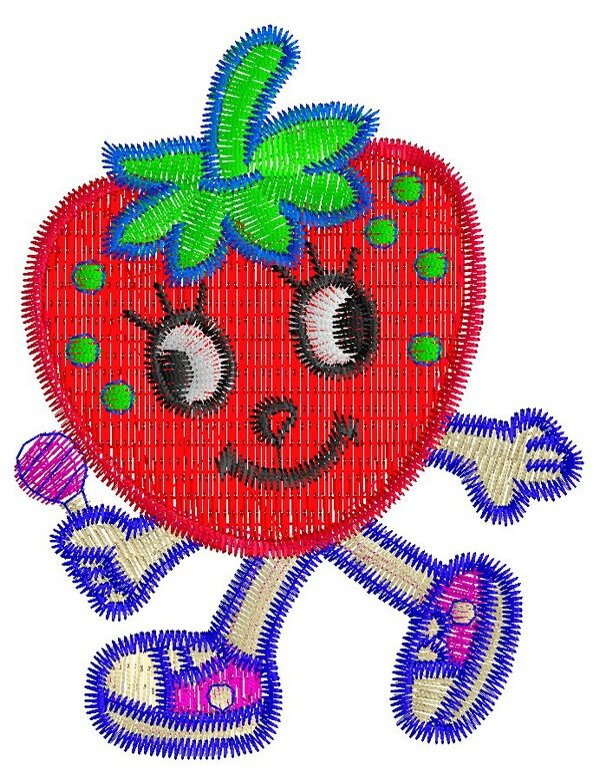 绣花草莓棒棒糖免费素材