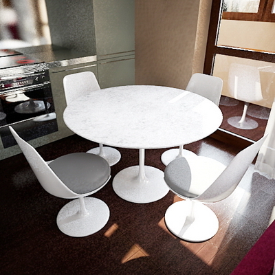 白色桌子椅子模型