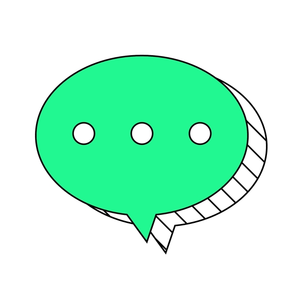 绿色手绘圆形线稿对话框元素