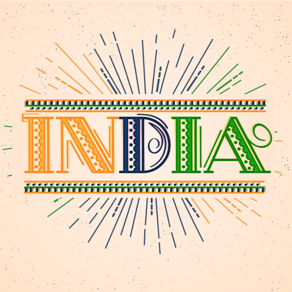 印度共和国日的背景与不同颜色的线条