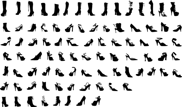 黑白设计元素系列矢量素材17女性鞋子剪影