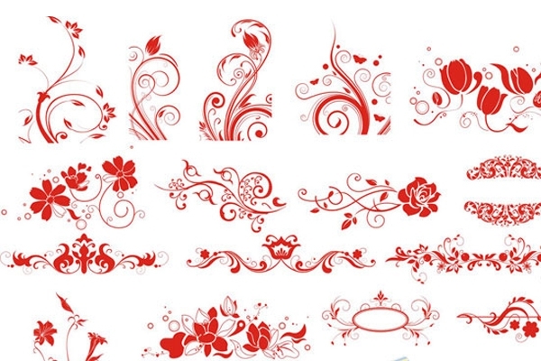 红色装饰花纹矢量设计