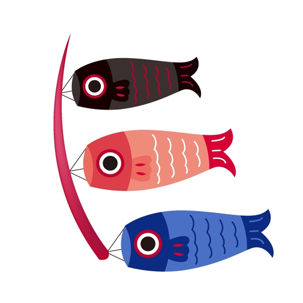 日式锦鲤鱼旗装饰图案