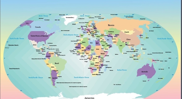 英语世界地图