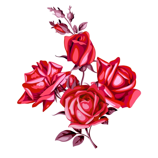 红色玫瑰花png素材
