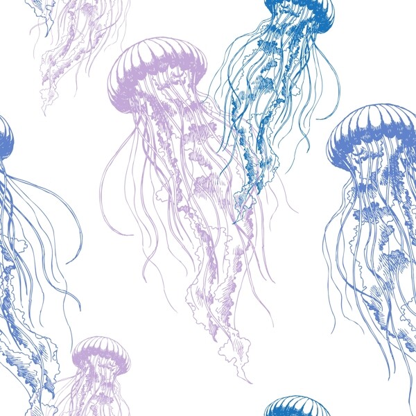 水彩绘唯美的水母插画