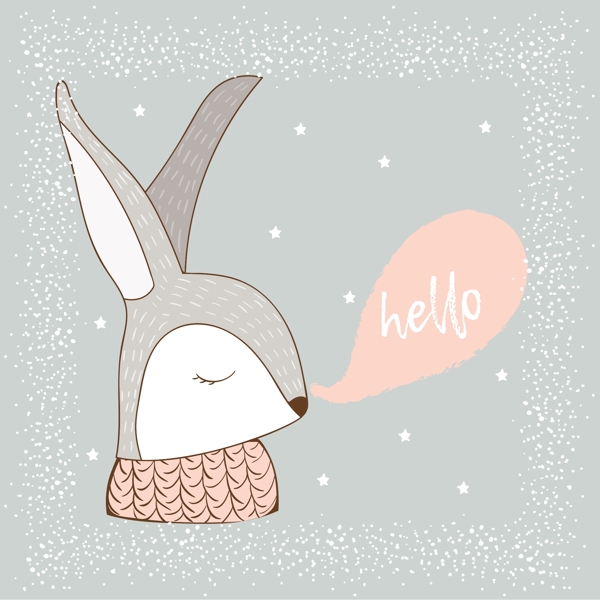 冬眠小兔子卡通圣诞节动态装饰素材
