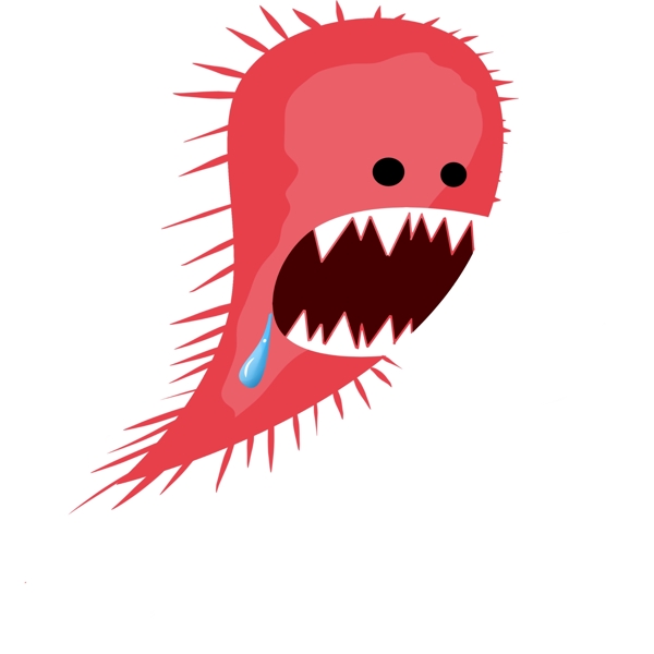 红色的大嘴巴细菌插画