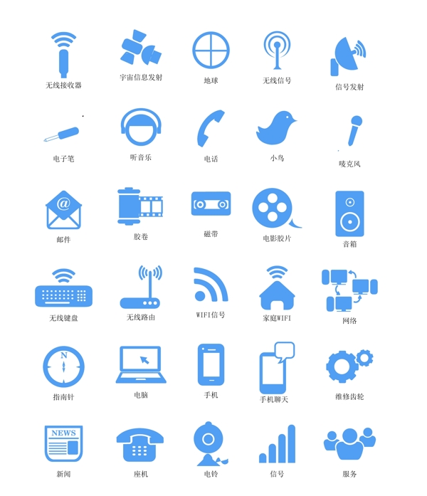 手机app蓝色图标元素