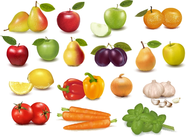 蔬菜和水果的设计元素矢量