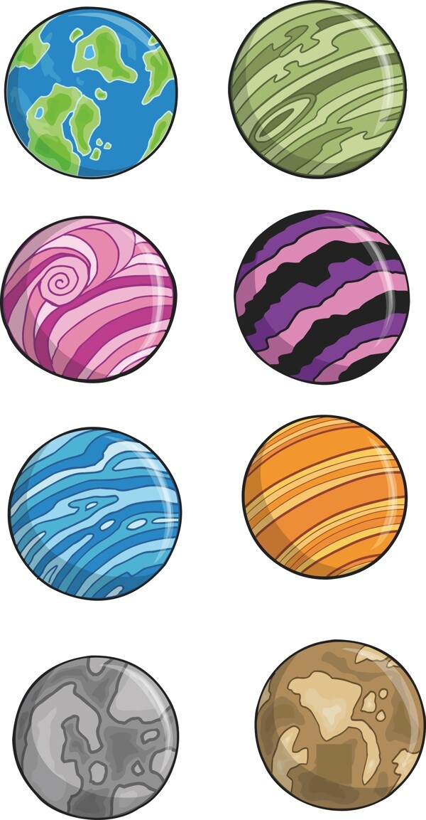 卡通地球星球太阳系太空素材