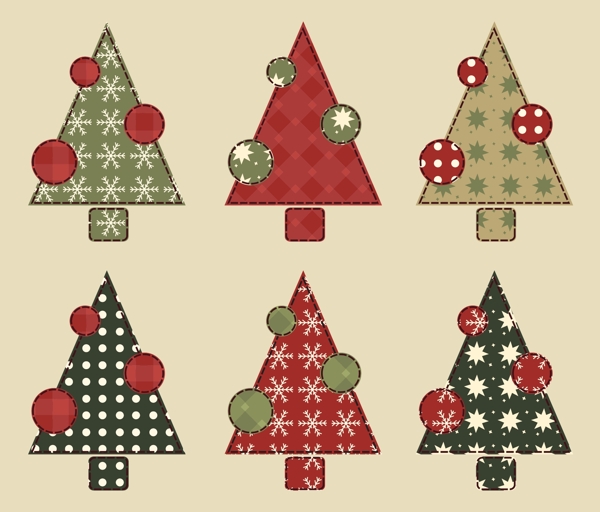 卡通圣诞树设计矢量卡片