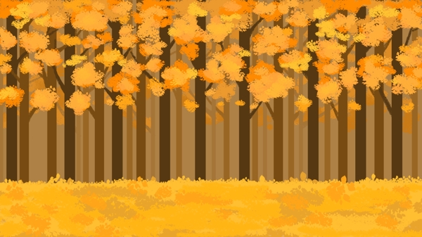 秋季黄色树林卡通背景