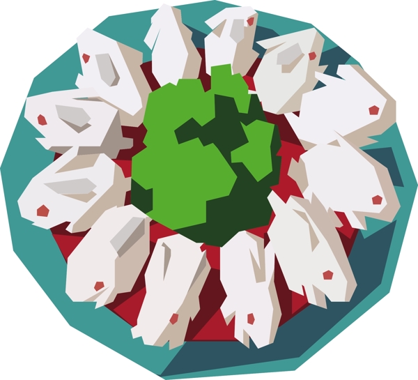 中秋节兔子馒头几何可商用元素