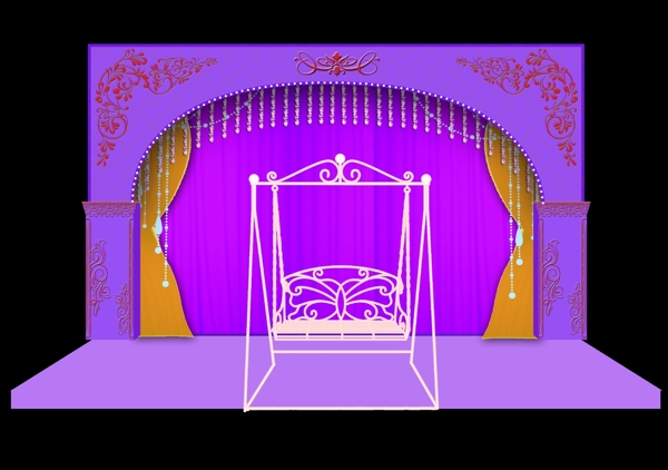 紫色婚礼迎宾区带秋千设计图