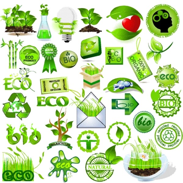 使用绿色食品生态生物有机元素矢量包
