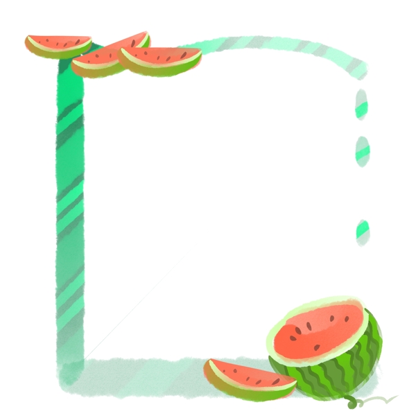 水果西瓜小框插画