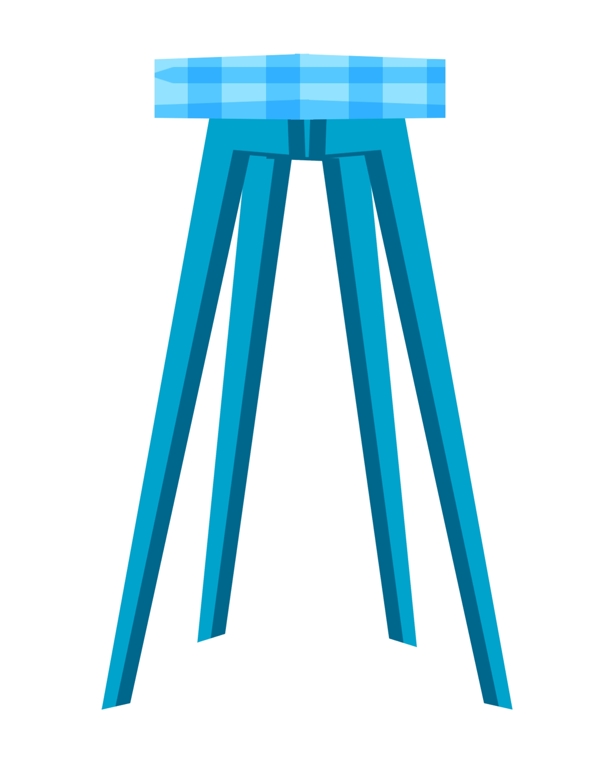 蓝色的实木椅子插画
