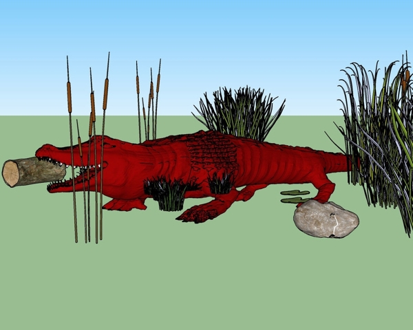红鳄鱼3D模型图片