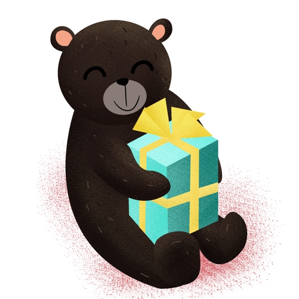卡通可爱拿着礼物的小熊