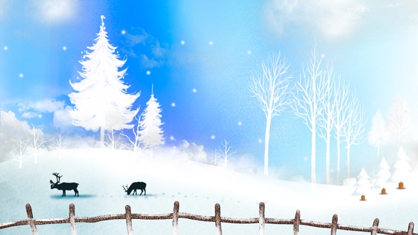 蓝色梦幻冬季雪景设计