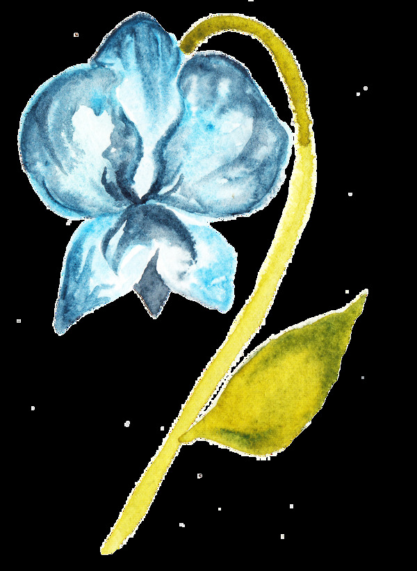 唯美蓝色花卉透明装饰素材