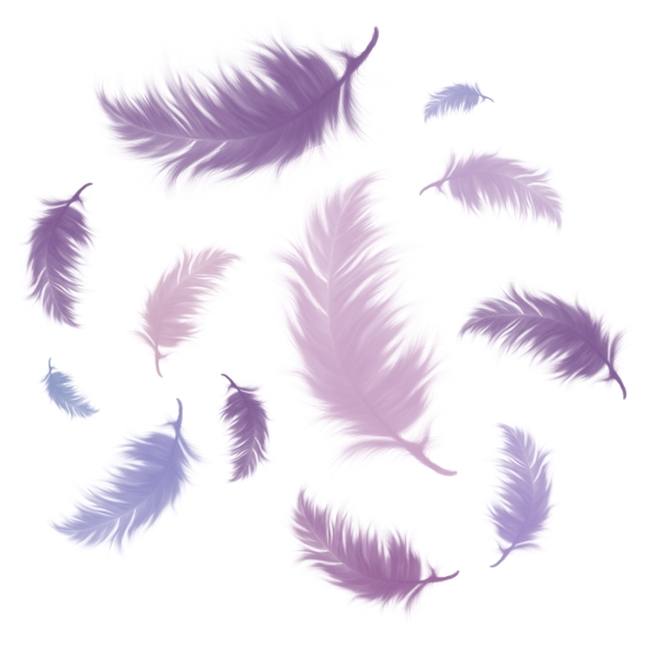 淡雅紫色渐变羽毛漂浮设计元素背景底纹