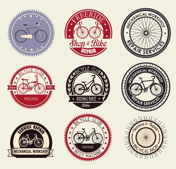 自行车元素标签