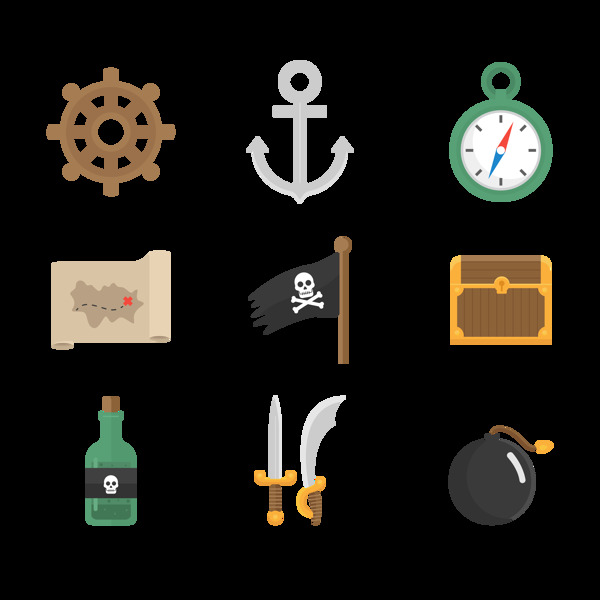 各种海盗元素图标免抠png透明图层素材