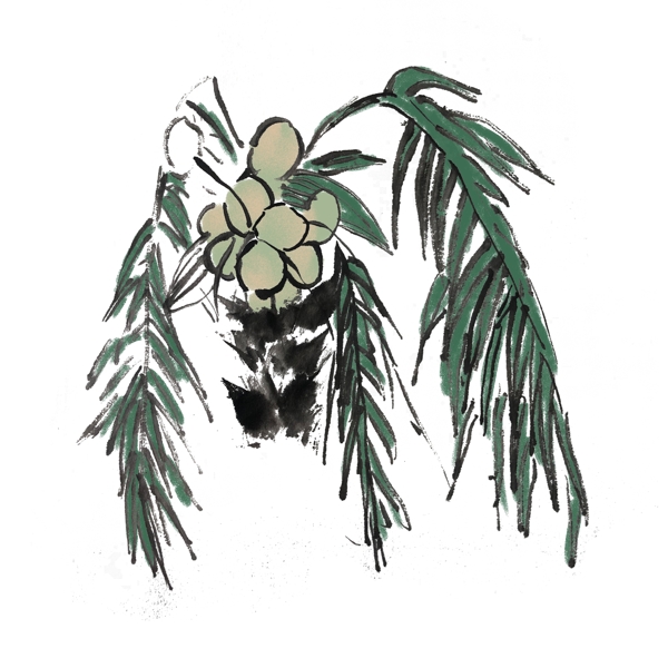 清凉夏天椰子树手绘插画