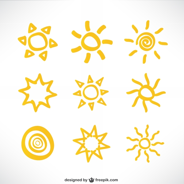 9款手绘太阳图标矢量素材