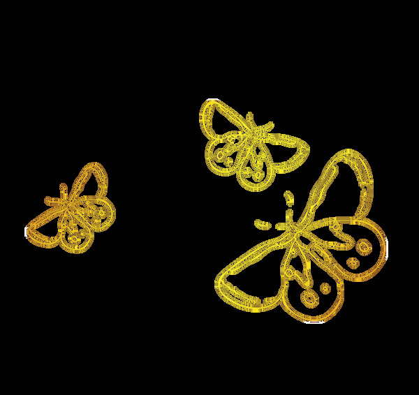 金色蝴蝶卡通透明装饰素材