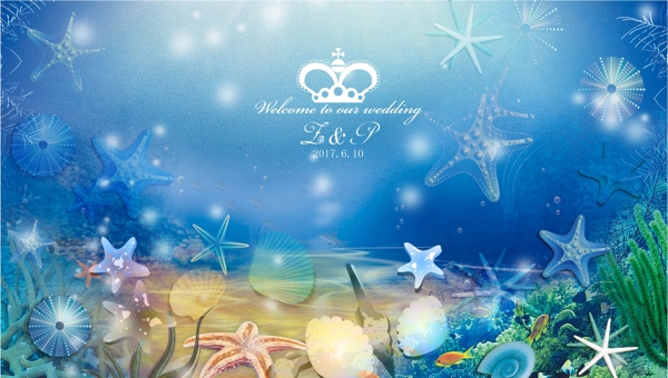 海洋主题婚礼生日背景logo