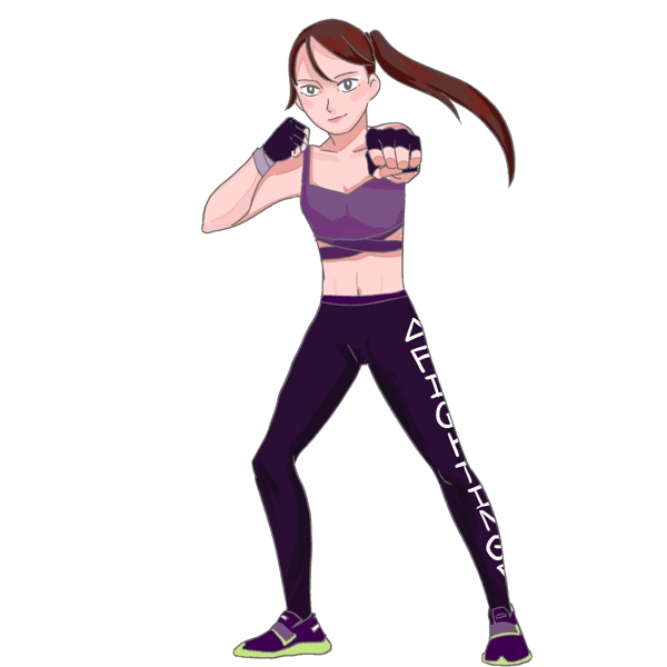 健身运动打拳击的女孩手绘插画