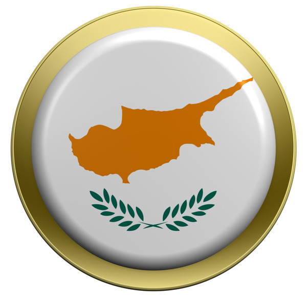 塞浦路斯国旗上的圆形按钮白色隔离