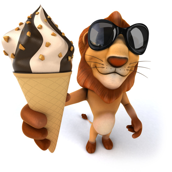 手拿冰淇淋的卡通狮子图片